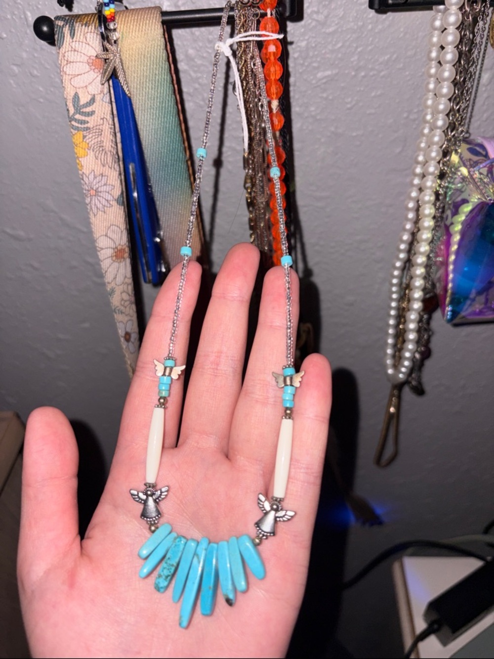 Never Worn, Turquoise Angel Pendant Necklace - Women Jewelry